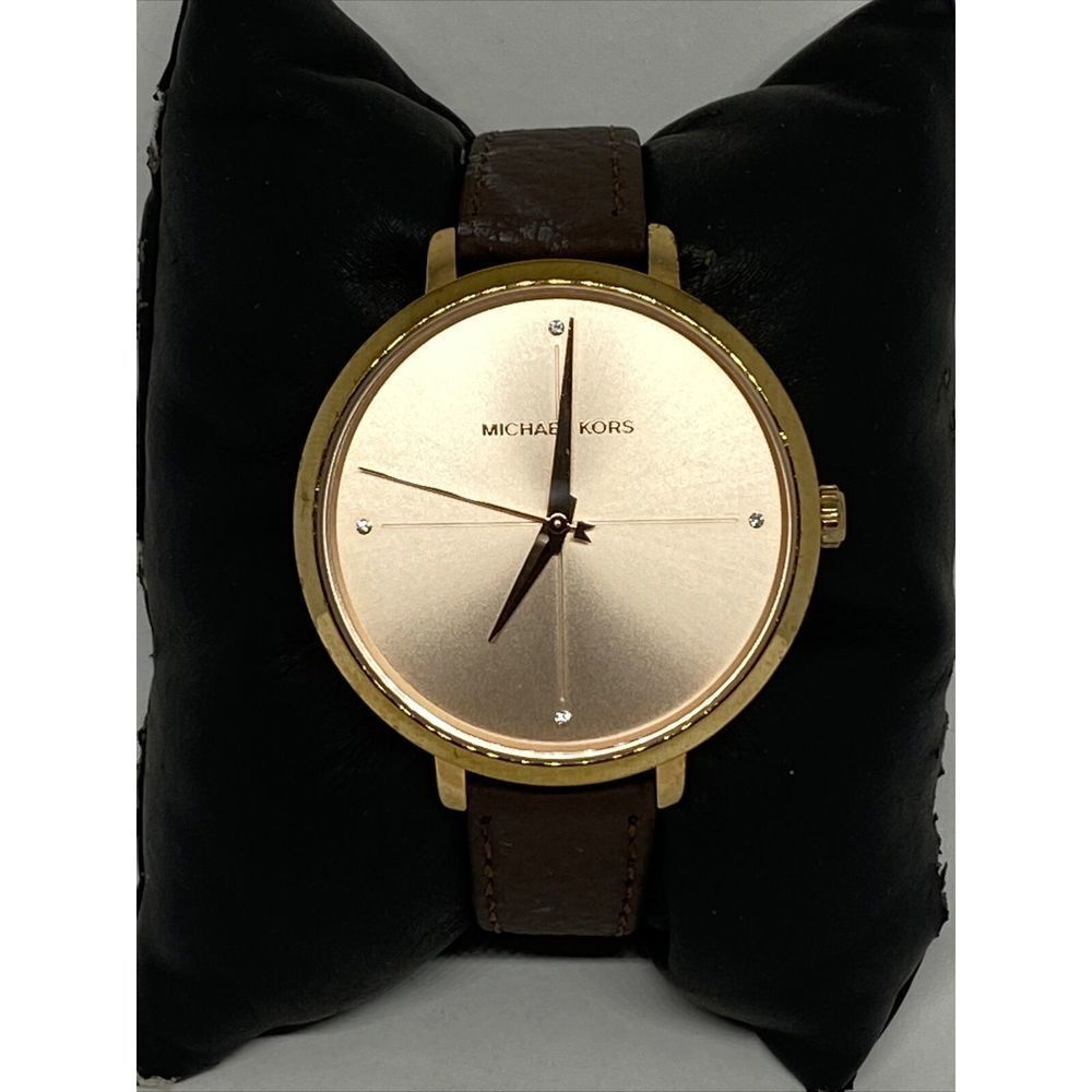 Michael Kors Charley MK2823 Women's Brown Leather Analog Dial Quartz Watch EY655 - Picture 1 of 12
